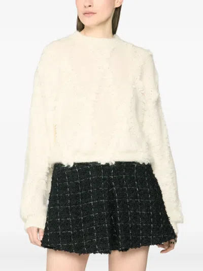 Genny Textured Pom-pom Sweater In White