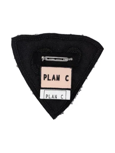 Plan C Triangular Embroidered Pin In Black