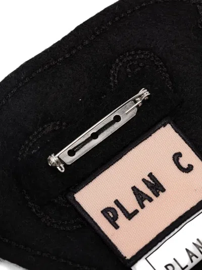 Plan C Triangular Embroidered Pin In Black