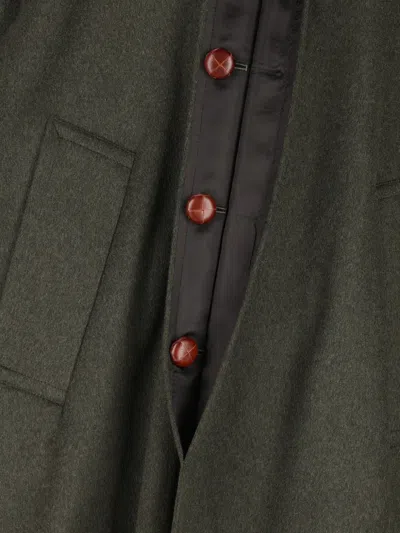 Cini Single-breasted Wool Coat In Green