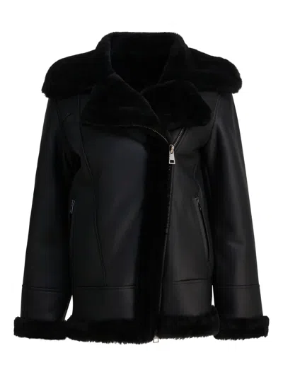 Blancha Jacket Featuring Faux Fur Collar And Cuffs In Black