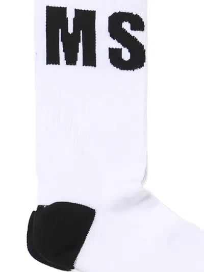 Msgm Logo-intarsia Socks In White