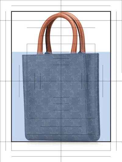 Pre-owned Celine 2018-2025 Mini Triomphe Coated Canvas Vertical Cabas Satchel In Brown