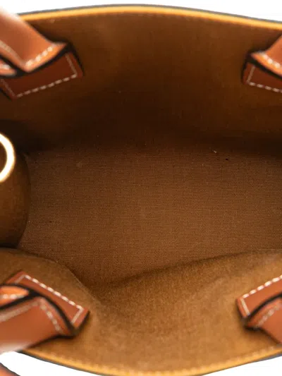 Pre-owned Celine 2018-2025 Mini Triomphe Coated Canvas Vertical Cabas Satchel In Brown