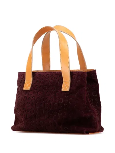 Pre-owned Celine 2000 C Macadam Suede Handbag In Red