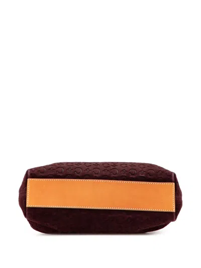 Pre-owned Celine 2000 C Macadam Suede Handbag In Red