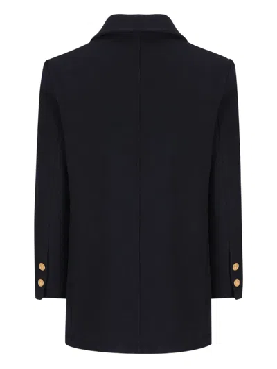 Camplin Double-breasted Gold-button Coat In Black