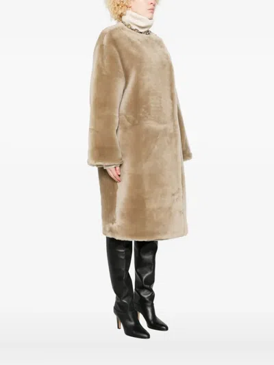 Totême Toteme Main Shearling Coat In Neutral
