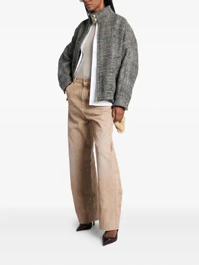 人字斜纹图案飞行员夹克