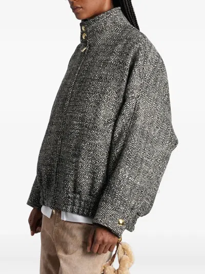 人字斜纹图案飞行员夹克