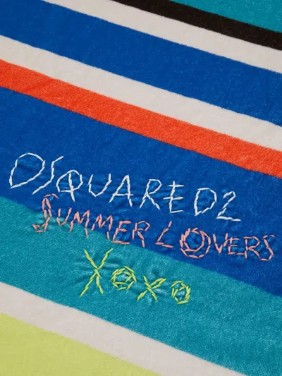 Dsquared2 Summer Lovers Sunset Striped-embroidered Towel In Multi