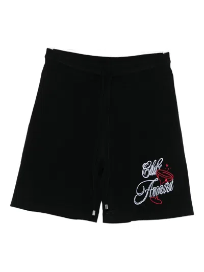 Amiri Embroidered-lettering Shorts In Black