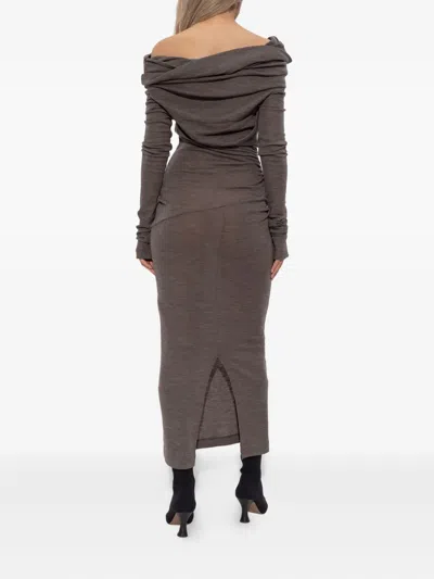 Entire Studios Bound Midi Dress With Textured Wool In Brown