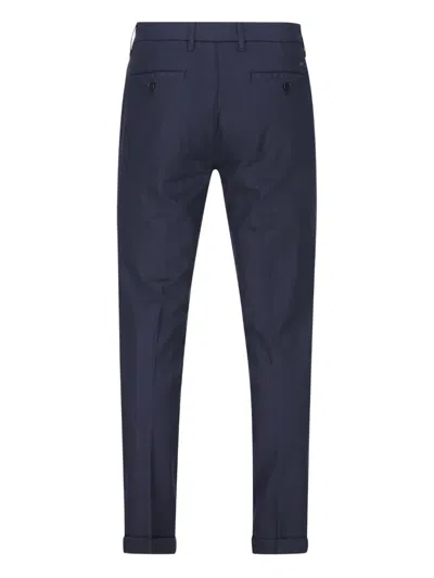 Fay Herringbone-pattern Trousers In Blue