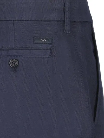 Fay Herringbone-pattern Trousers In Blue