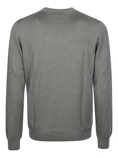Fay Fine Wool Crew Neck Long Sleeve Sweater In Green