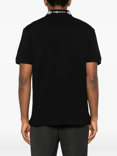 Alexander Mcqueen Polo Shirt With Logo On The Collar In Black