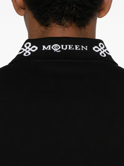 Alexander Mcqueen Polo Shirt With Logo On The Collar In Black