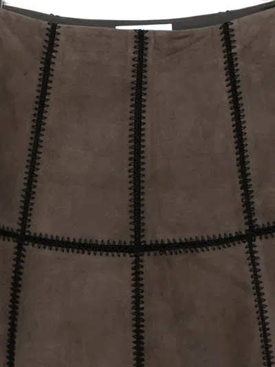 Blugirl A-line Crochet And Suede Panel Skirt In Brown