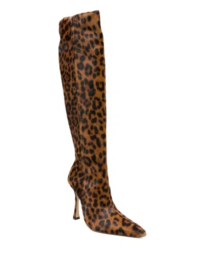 Blumarine 110mm Leopard-print Boots In Brown