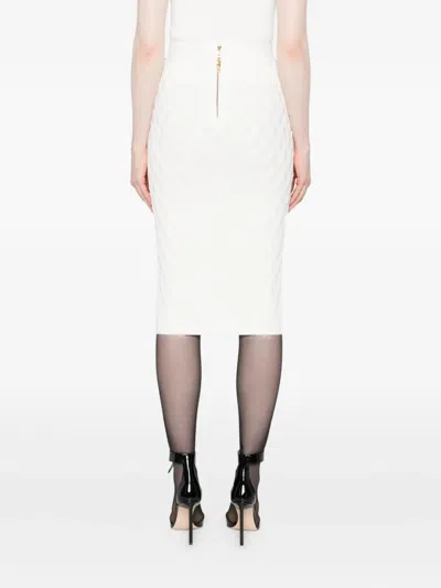 Elisabetta Franchi Knit Skirt With Chain Detail In White