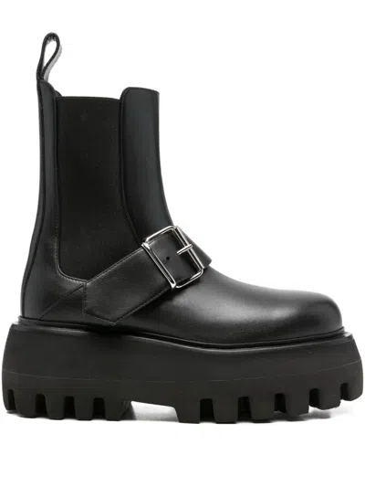Alexander Mcqueen Ankle Boots With Buckle And Chunky Sole In Black