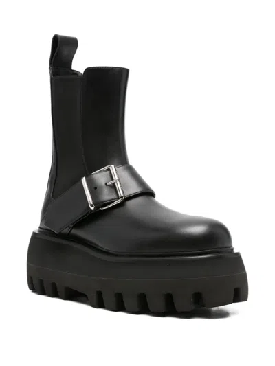 Alexander Mcqueen Ankle Boots With Buckle And Chunky Sole In Black