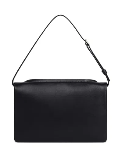 Courrèges Leather Shoulder Bag Adjustable Strap In Black
