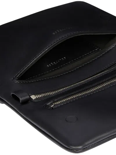 Courrèges Leather Shoulder Bag Adjustable Strap In Black