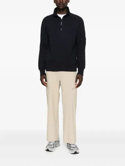 C.p. Company Sweatshirts Polo Collar In Diagonal Raised Fleece Clothing In Black