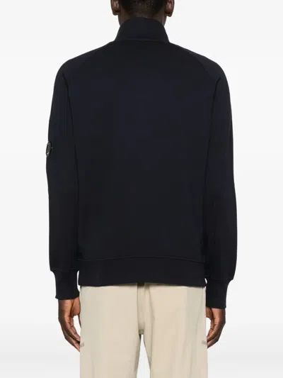 C.p. Company Sweatshirts Polo Collar In Diagonal Raised Fleece Clothing In Black