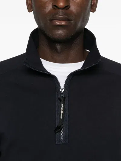 C.p. Company Sweatshirts Polo Collar In Diagonal Raised Fleece Clothing In Black