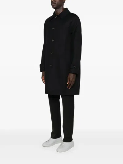 Aspesi Button-fastening Coat In Black