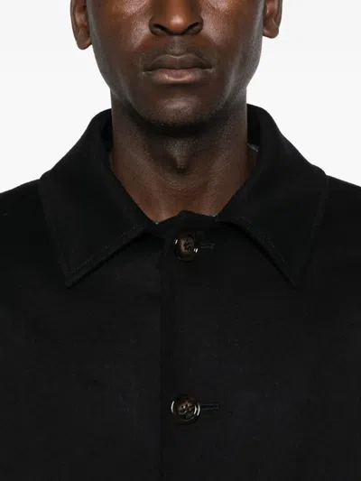 Aspesi Button-fastening Coat In Black
