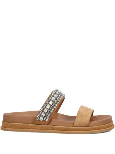 Jimmy Choo Jadi Crystal-embellished Suede Slides In Brown