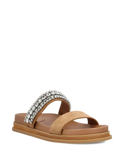Jimmy Choo Jadi Crystal-embellished Suede Slides In Brown