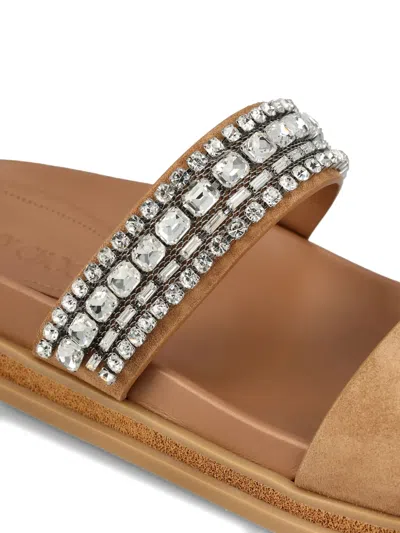 Jimmy Choo Jadi Crystal-embellished Suede Slides In Brown