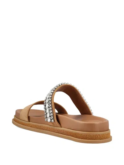 Jimmy Choo Jadi Crystal-embellished Suede Slides In Brown
