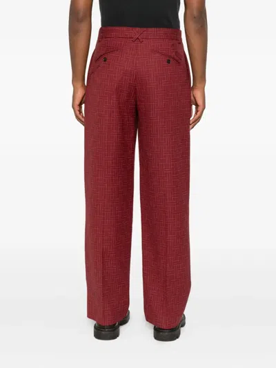 Kenzo Pleated Grid-pattern Trousers In Red