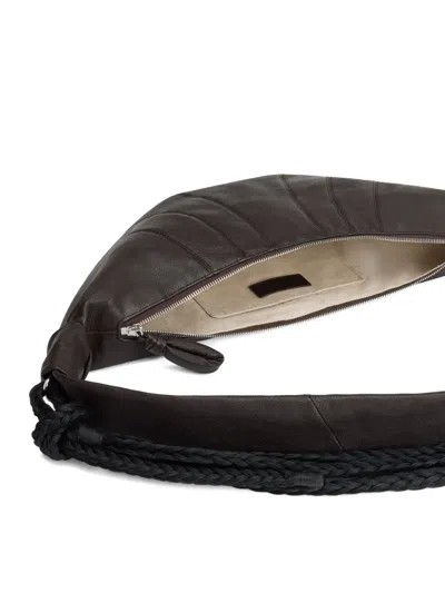 Lemaire Women Braid Croissant Medium Leather Shoulder Bag In Brown