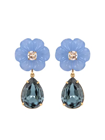 Jennifer Behr Juna Flower-drop Earrings In Blue