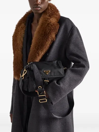 Prada Double-breasted Coat In Gray