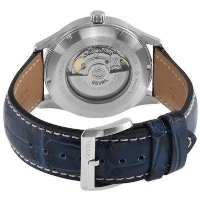 Gevril Men's Excelsior Swiss Automatic Blue Leather Watch 42mm In Blue