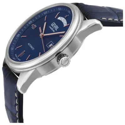 Gevril Men's Excelsior Swiss Automatic Blue Leather Watch 42mm In Blue