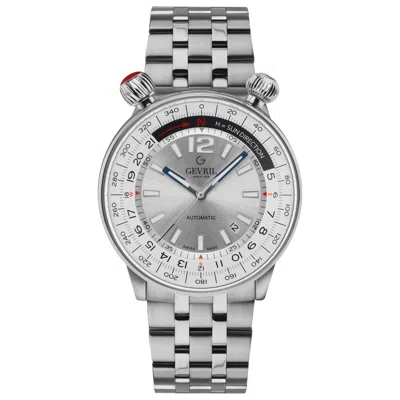 Gevril Wallabout Compass Bezel Bracelet Watch, 44mm In Silver