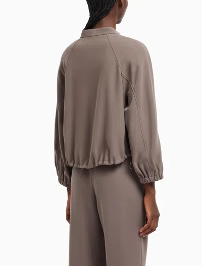 Emporio Armani Technical Cady Blouson With Logo Embroidery In Neutral