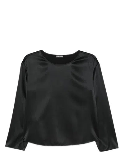 Emporio Armani Silk Top In Black