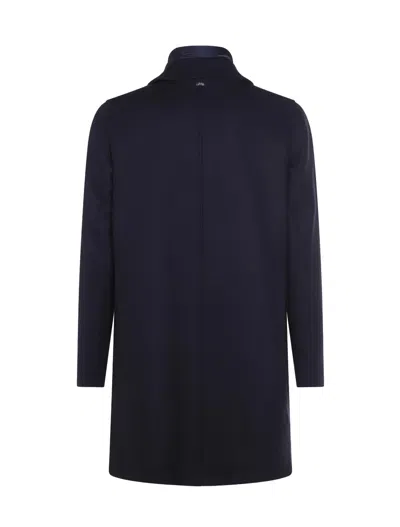 Herno Lapel Side Pockets Long Sleeves Coat In Blue