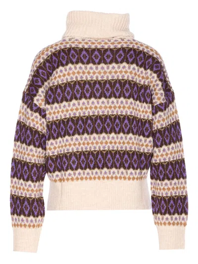 Liu Jo White Sweaters In Purple
