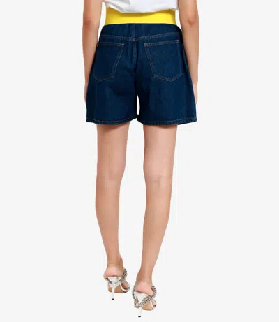 Msgm Shorts Denim+neon Yellow In Blue